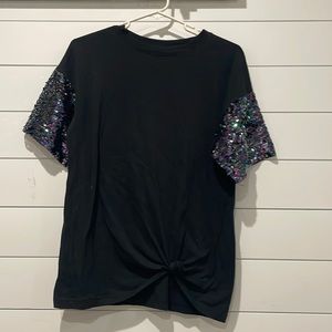 Sparkly sleeved black tshirt